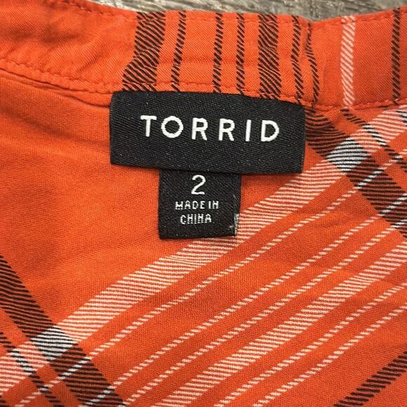 Torrid Women's Challis Button Front Dolman Sleeve Top Pumpkin Size 18-20 - Picture 6 of 8
